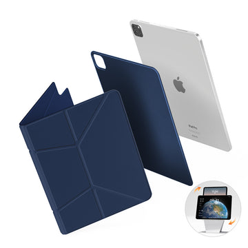 The ultra-thin magnetic stand case for iPad with multiple viewing angles Blue